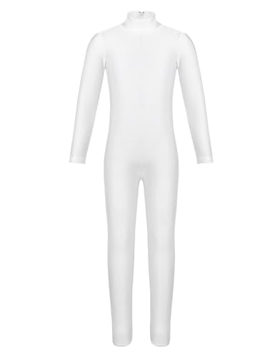 Miaeowve Kinder Mädchen Turnanzug Ganzkörper Langarm Ballettanzug Rollkragen Ballett Body Trikot Tanz Leotard Mit Reißverschluss Tanzkleidung Elfenbein 158-164 von Miaeowve