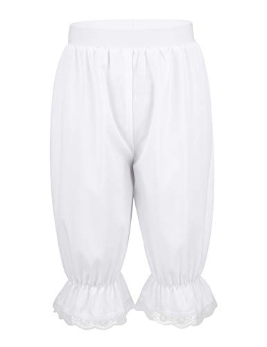Miaeowve Kinder Mädchen Viktorianisch Hose Weiß Rüschen Kürbis Pumphose Pantalons Pettipants Renaissance Zigeuner Leggings Für Fasching Karneval Mottoparty Weiß 134-140 von Miaeowve