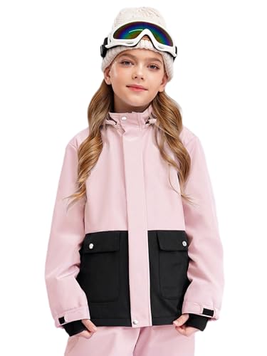 Miaeowve Mädchen Berg Ski Jacke Warmer Winter Fleecemantel Wasserdichter Atmungsaktive Regenmäntel Outdoor Kapuzen Jacken Rosa 170 von Miaeowve