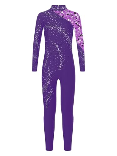 Miaeowve Voltigieranzug Mädchen Ganzkörper Langarm Strass Glitzer Gymnastik Body Stehkragen Trikot Motiv Patchwork Leotard Ballett Tanz Ganzkörperanzug Violett 134-140 Miaeowve Voltigieranzug Mädchen Ganzkörper Langarm Strass Glitzer Gymnastik Body Stehkragen Trikot Motiv Patchwork Leotard Ballett Tanz Ganzkörperanzug Violett 134-140 von Miaeowve