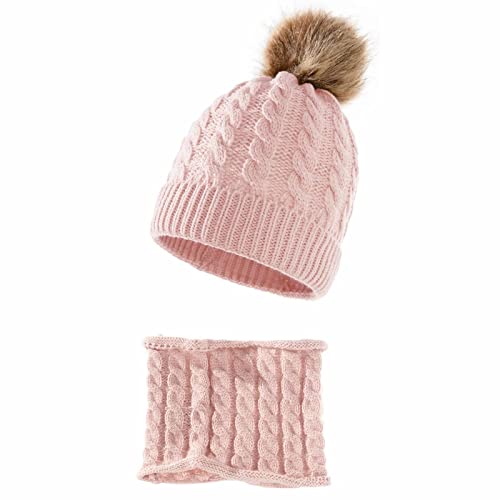 Miagon 2 Stücke Schöne Weiche Kleinkind Kinder Baby Winter Warme Strickmütze Beanie Cap & Neck Warmer Kreis Loop Schal für Mädchen Jungen 0-3 Jahre 0-3 Jahre Baby Mädchen 'Jungen' Hüte & Mützen von Miagon