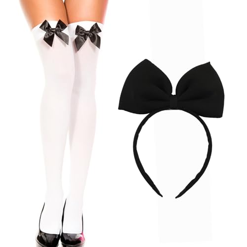 Miaija Haarreifen mit Schleife und Strümpfen, schwarz, Alice im Wunderland, Cosplay, perfektes Haar-Accessoire, Maskerade-Dekorationen für Mädchen und Frauen, 2 Stück Miaija Haarreifen mit Schleife und Strümpfen, schwarz, Alice im Wunderland, Cosplay, perfektes Haar-Accessoire, Maskerade-Dekorationen für Mädchen und Frauen, 2 Stück von Miaija