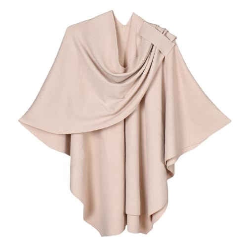 Miaikvs Damen Poncho mit überkreuzter Vorderseite elegant wendbar übergroßer Poncho Umhang Decke Cardigans(Beige 1) von Miaikvs