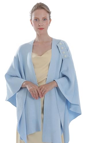 Miaikvs Damen Poncho mit überkreuzter Vorderseite elegant wendbar übergroßer Poncho Umhang Decke Cardigans(blau) von Miaikvs