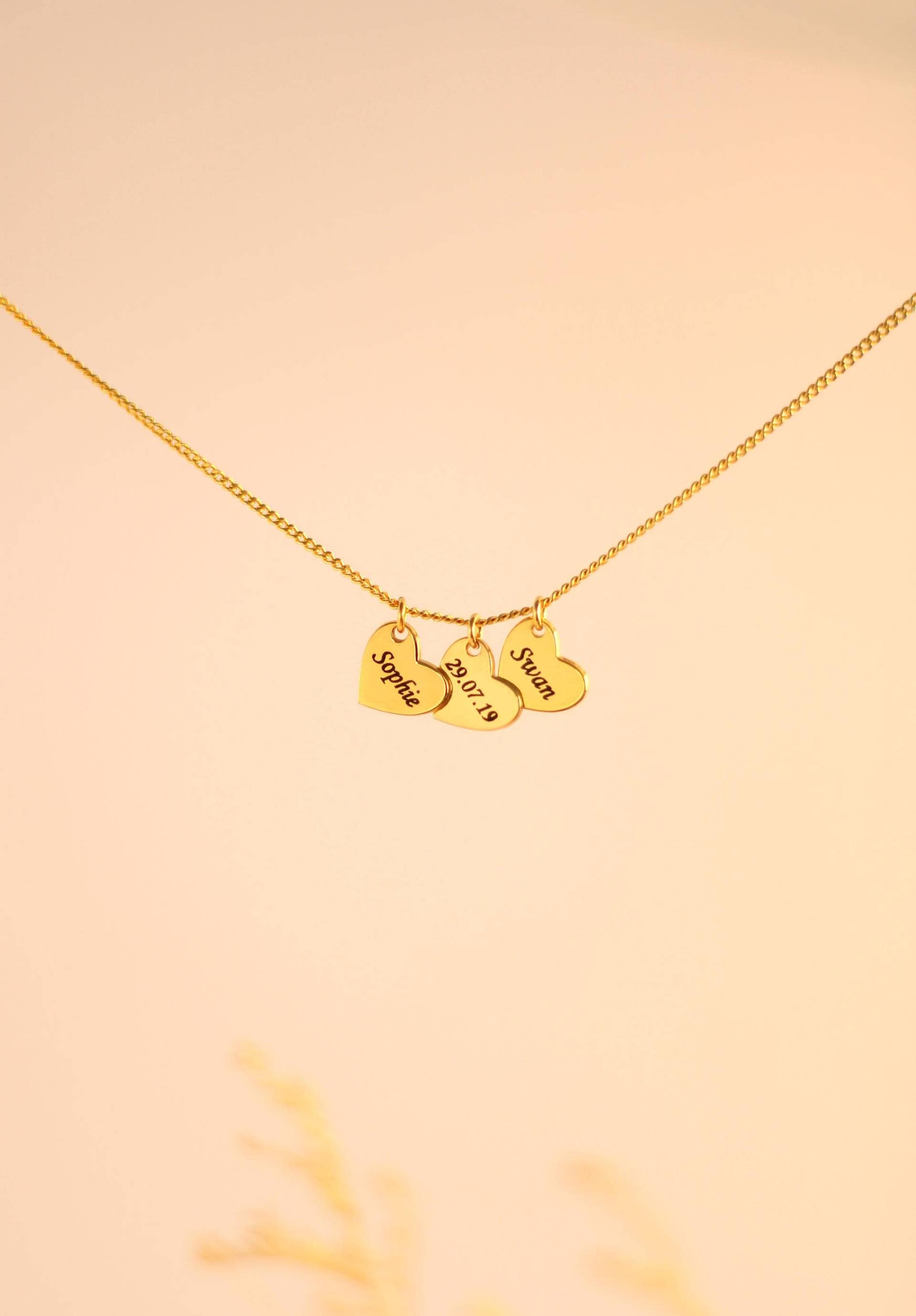 Personalisierte Gravur Halskette in Gold Oder Silber | Kette Mit Herz Anhänger Aus Sterling Familie Geschenk Für Sie Personalisierte Gravur Halskette in Gold Oder Silber | Kette Mit Herz Anhänger Aus Sterling Familie Geschenk Für Sie von Miajuwelier