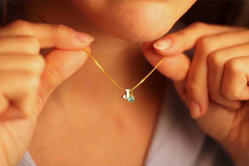 Personalisierte Halskette Mit Geburtsstein 925 Silber, 14K Vergoldet | Benutzerdefinierte Buchstaben Sterling Silber von Miajuwelier
