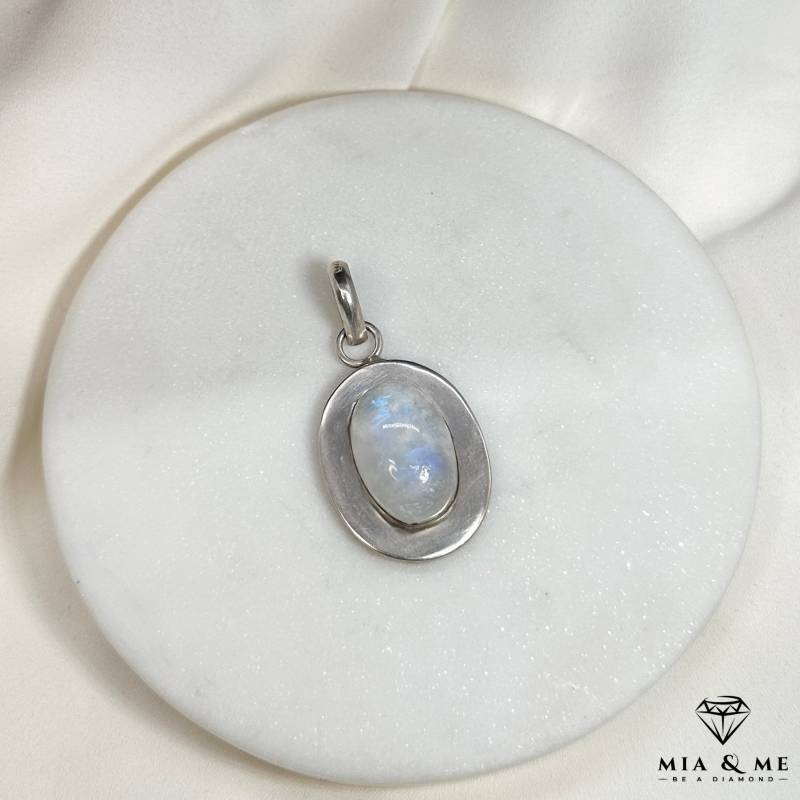 Vintage Anhänger in 925 Silber Mit Mondstein /Kettenanhänger Blau-Weißen Stein von MialandlMe