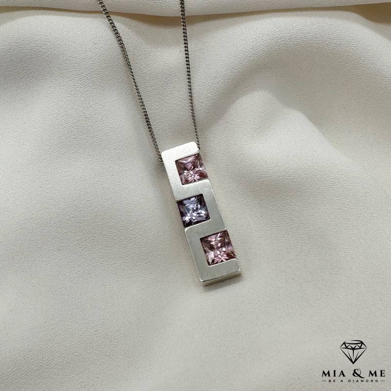 Vintage Anhänger in 925 Silber Mit Zirkonia/Silberanhänger Rosa/Lila - /Silberschmuck von MialandlMe