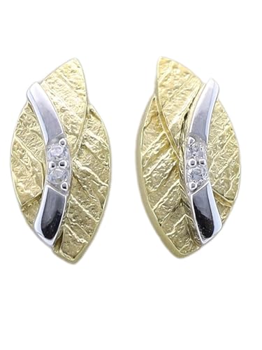 MIAMAR Ohrringe Damen Ohrstecker 14 Karat (585) Bicolor Gold Zirkonia 1151680 von Miamar