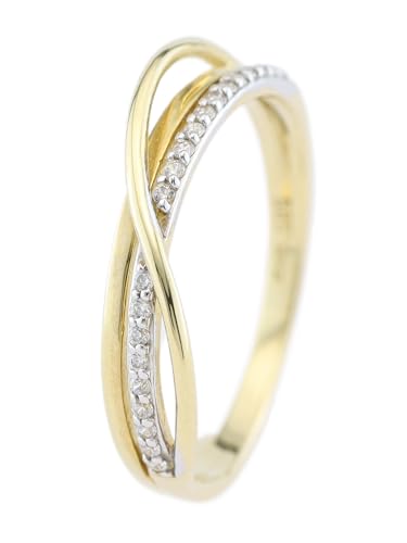 Miamar 1130365 Damen Ring 14 Karat (585) Bicolor Gold Zirkonia 17,2 mm Größe 54 von Miamar