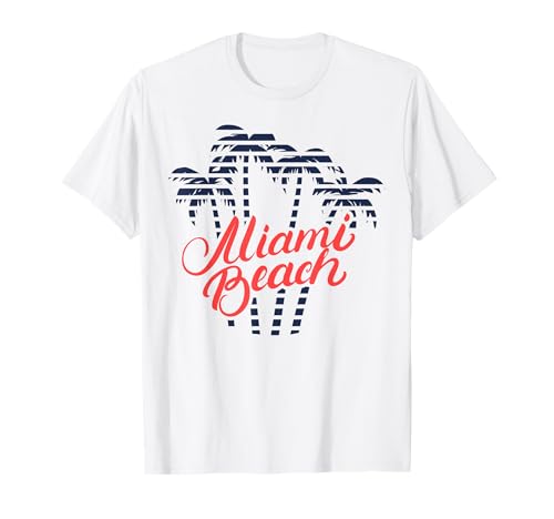 Miami Beach Florida Souvenir Geschenke by DMTRY Damen T-Shirt Weiß Halbarm Small Crew-Ausschnitt Klassisch, Rundhals, Halbarm, leichtgewichtig Polyester 100% Einfarbig Herbst, Winter 1 Count von Miami Beach Florida Souvenir Geschenke by DMTRY