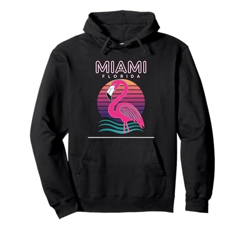 Miami Florida Flamingo Retro Sonnenuntergang Vintage Damen Pullover Hoodie von Miami Flamingo Retro Sonnenuntergang Vibes 80er