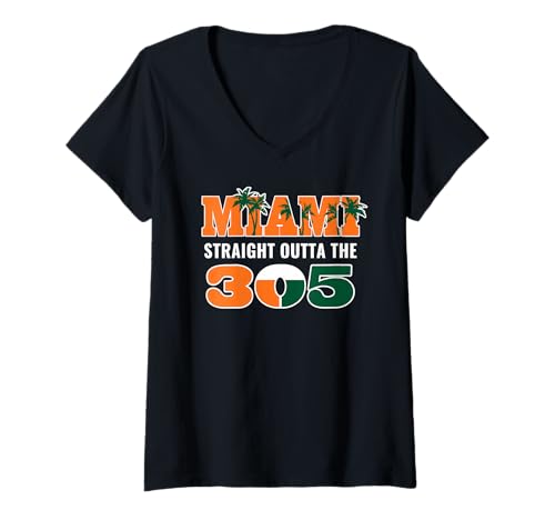 Damen Direkt aus dem 305 Miami Florida Pride Lifestyle T-Shirt mit V-Ausschnitt Damen Direkt aus dem 305 Miami Florida Pride Lifestyle T-Shirt mit V-Ausschnitt von Miami Straight Outta The 305 Iconic Area Code