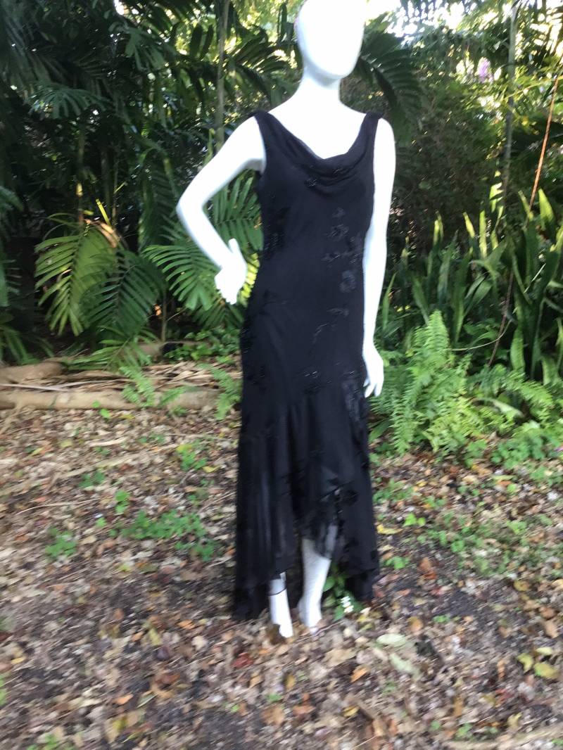 Vintage Seide Mit Perlen Und Samtkleid von Miamivintagestore