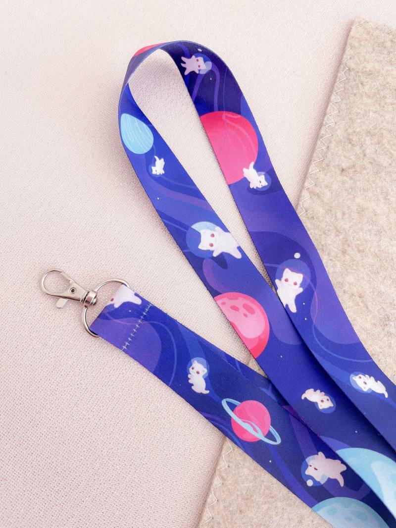 Dreamy Clouds Lanyard | 90cm X 25mm Pink Aesthetic Süßes Kunst Schlüsselband Convention Artist Alley Kawaii Accessoires von Miamouz