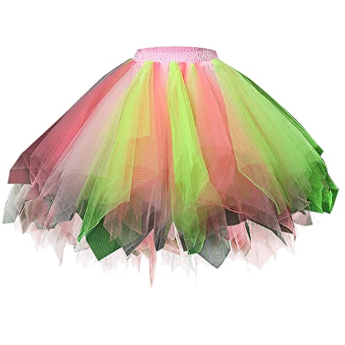 Damen Candy Color Multicolor Rock Support Half Body Puff Petticoat Bunter Kleiner kurzer Rock Röcke Für Leggings Schwarze Röcke Plissee Stoffrock Damen (D, One Size) von MianYaLi