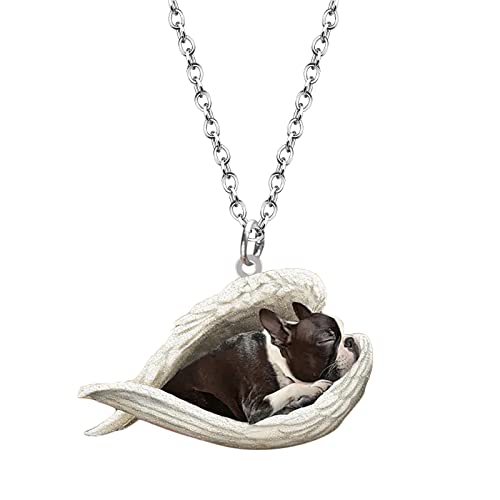 Frauen Anhänger Schmuck Ketten Haustier-Halskette schlafender Hund Halskette süße Engel Halskette Persönlichkeit Geschenke für Tierliebhaber Geschenke für Jungen Mädchen Ketten Mit Perlen (H) von MianYaLi