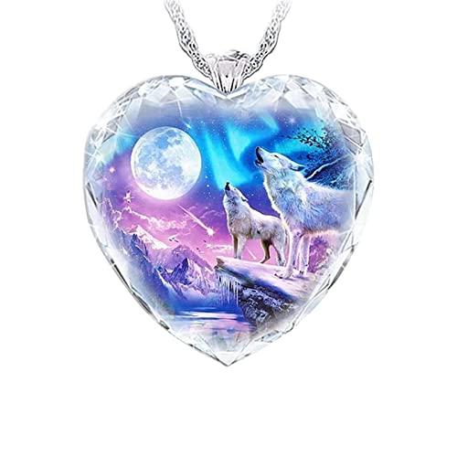 Frauen Anhänger Schmuck Ketten Mädchen-Wolf-Halskette Schönes Mädchen 925 Silber handgefertigte Kristall-Anhänger-Halskette Anime Halskette (Mint Green, One Size) von MianYaLi