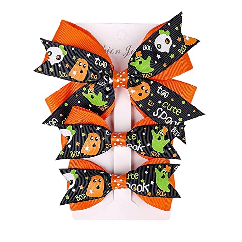 Halloween Schleife Haarnadel Baby Schwalbenschwanz Kürbis Seite Baby Clip dreiteiliges Set Türkis Schmuck von MianYaLi