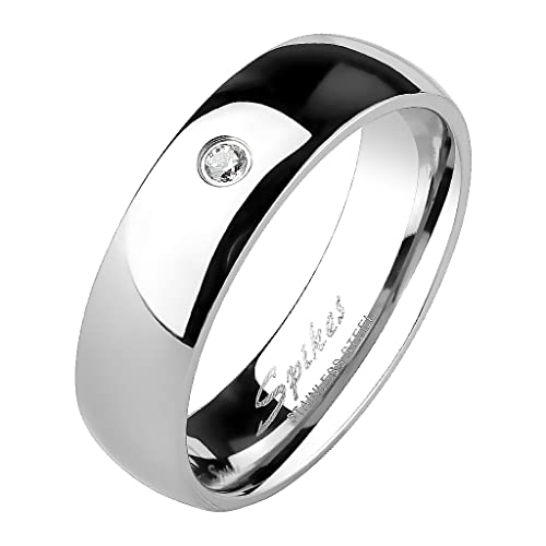 Mianova Band Ring Edelstahl poliert mit Kristall Herrenring Damenring Partnerring Verlobungsring Damen Herren Silber Breite 4mm Größe 56 (17.8) von Mianova