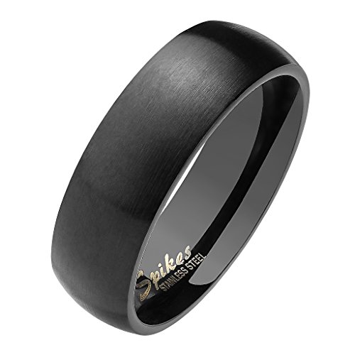 Mianova Herren Damen Band Ring Partnerring Edelstahl Verlobungsring Damenring Herrenring Matt Schwarz Größe 49 (15.6) Breit 6mm von Mianova