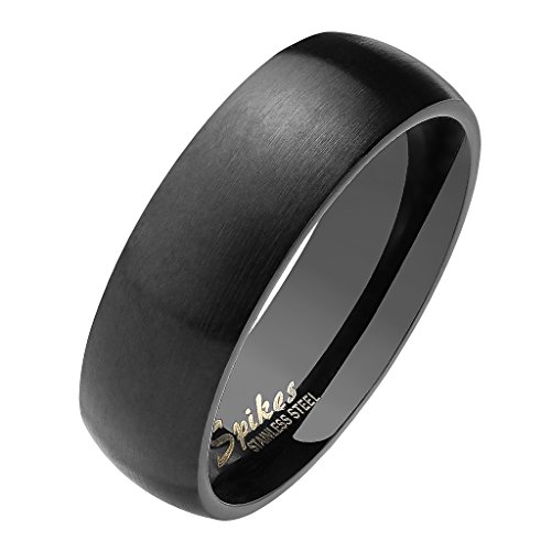 Mianova Herren Damen Band Ring Partnerring Edelstahl Verlobungsring Damenring Herrenring Matt Schwarz Größe 61 (19.4) Breit 6mm von Mianova