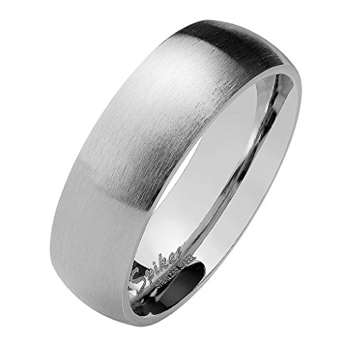 Mianova Herren Damen Band Ring Partnerring Edelstahl Verlobungsring Damenring Herrenring Matt Silber Größe 58 (18.5) Breit 6mm von Mianova