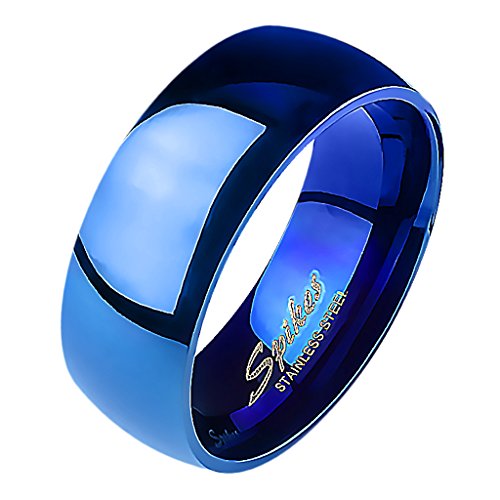 Mianova Band-Ring Edelstahl Herrenring Damenring Partnerring Trauring Verlobungsring Damen Herren Blau Größe 68 (21.6) Breit 8mm von Mianova
