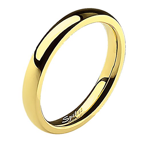 Mianova Band-Ring Edelstahl Herrenring Damenring Partnerring Trauring Verlobungsring Damen Herren Gold Größe 48 (15.3) Breit 3mm von Mianova