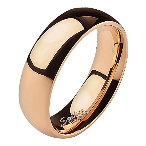 Mianova Band-Ring Edelstahl Herrenring Damenring Partnerring Trauring Verlobungsring Damen Herren Rosegold Größe 49 (15.6) Breit 6mm von Mianova