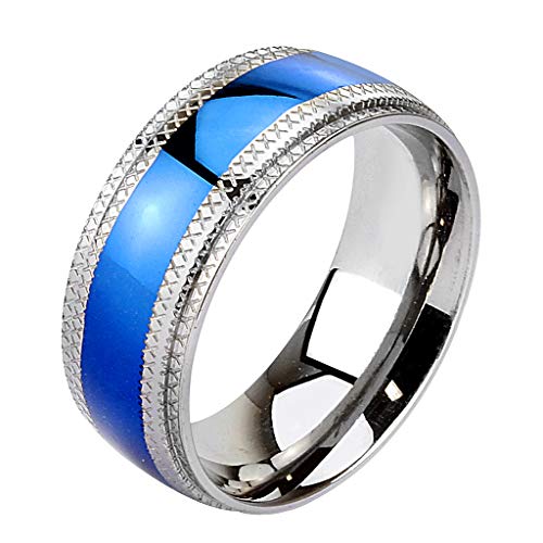 Mianova Band Ring Edelstahl Ehering Herrenring Damenring Partnerring Damen Herren Tribal Silber Blau Größe 65 (20.7) Breite 8mm von Mianova