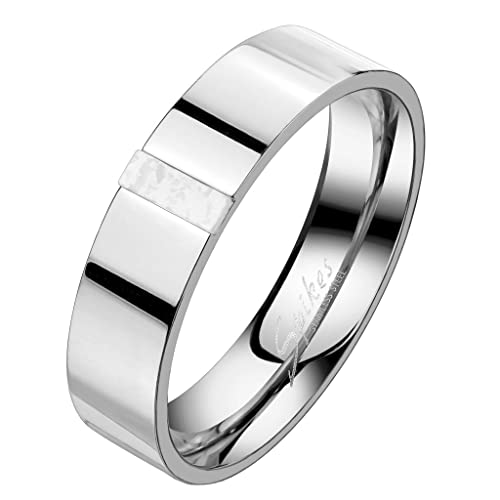 Mianova Band Ring Edelstahl Fingerring mit eingefasste rechteckigen Opal Herrenring Damenring Partnerring Ehering Damen Herren Größe 60 (19.1) | Silber von Mianova