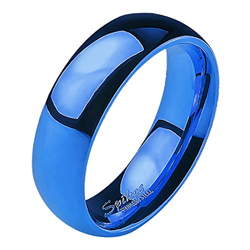 Mianova Band-Ring Edelstahl Herrenring Damenring Partnerring Trauring Verlobungsring Damen Herren Blau Größe 52 (16.6) Breit 6mm von Mianova