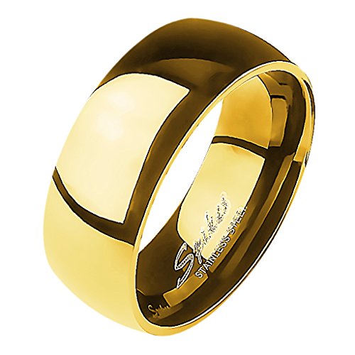 Mianova Band-Ring Edelstahl Herrenring Damenring Partnerring Trauring Verlobungsring Damen Herren Gold Größe 63 (20.1) Breit 8mm von Mianova