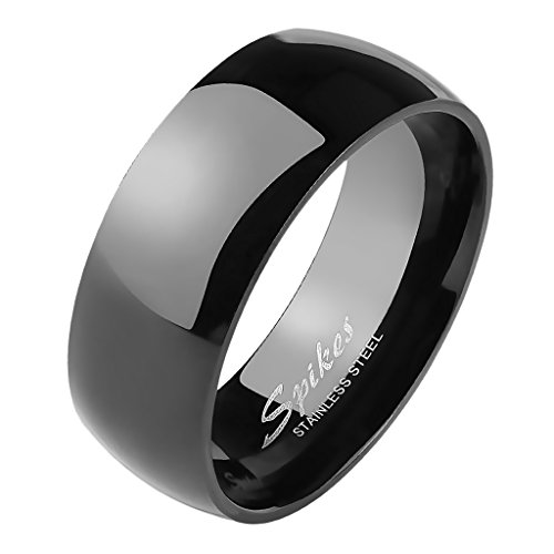 Mianova Band-Ring Edelstahl Herrenring Damenring Partnerring Trauring Verlobungsring Damen Herren Schwarz Größe 63 (20.1) Breit 8mm von Mianova