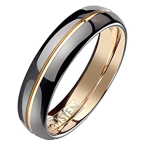 Mianova Band Ring Titan Wolfram Schwarz Rosegold IP Ehering Herrenring Damenring Partnerring Freundschaftsring Damen Herren Größe 71 (22.6) von Mianova