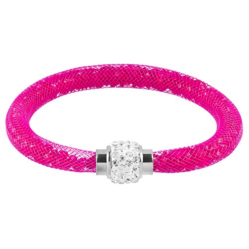 Mianova Damen Armband Armreif Stardust mit Kristallen Glitzerkugel und Magnetverschluß Fuchsia von Mianova