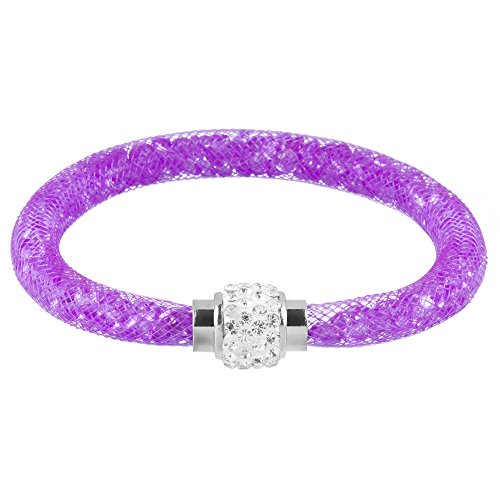 Mianova Damen Armband Armreif Stardust mit Kristallen Glitzerkugel und Magnetverschluß Lila von Mianova