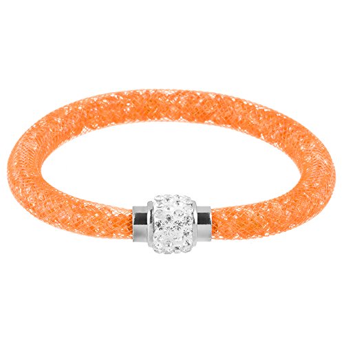 Mianova Damen Armband Armreif Stardust mit Kristallen Glitzerkugel und Magnetverschluß Orange von Mianova