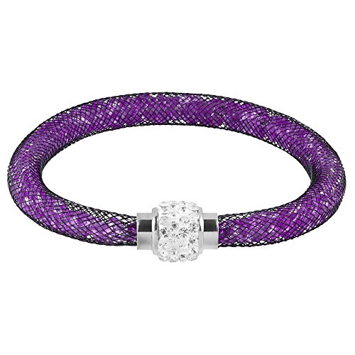 Mianova Damen Armband Armreif Stardust mit Kristallen Glitzerkugel und Magnetverschluß Violett von Mianova