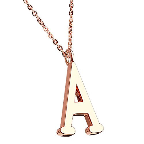 Mianova Damen Halskette Kette mit Buchstaben Anhänger Rosegold Vergoldet Buchstabe A von Mianova