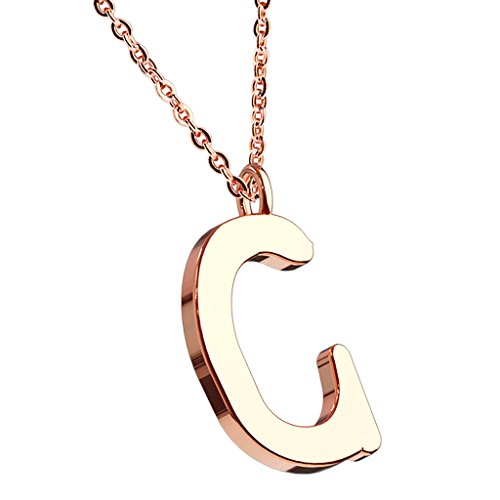 Mianova Damen Halskette Kette mit Buchstaben Anhänger Rosegold Vergoldet Buchstabe C von Mianova