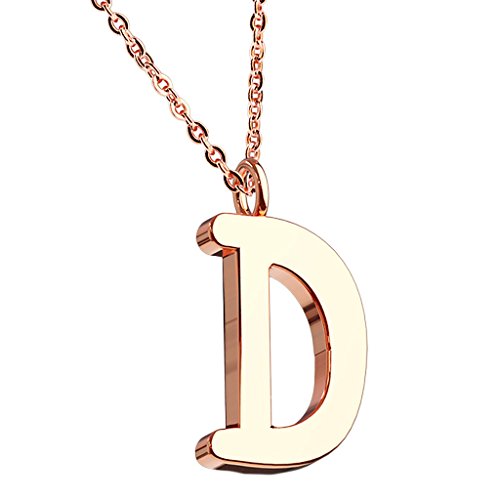 Mianova Damen Halskette Kette mit Buchstaben Anhänger Rosegold Vergoldet Buchstabe D von Mianova