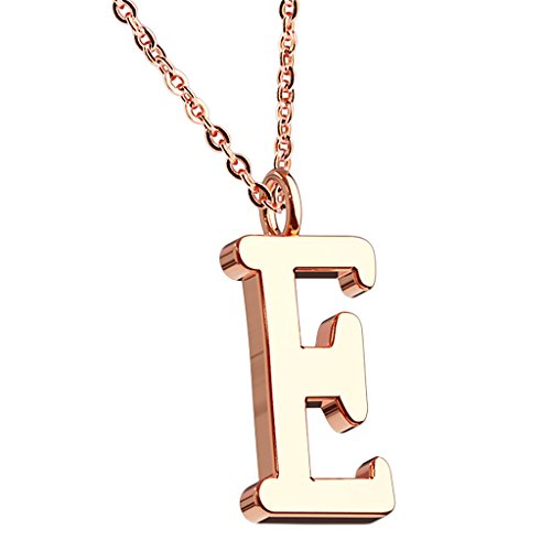 Mianova Damen Halskette Kette mit Buchstaben Anhänger Rosegold Vergoldet Buchstabe E von Mianova