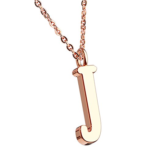 Mianova Damen Halskette Kette mit Buchstaben Anhänger Rosegold Vergoldet Buchstabe J von Mianova