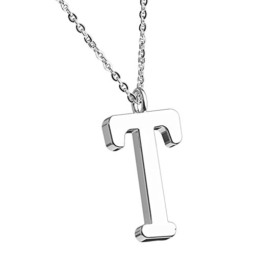 Mianova Damen Halskette Kette mit Buchstaben Anhänger Silber Buchstabe T von Mianova