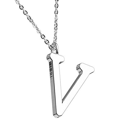 Mianova Damen Halskette Kette mit Buchstaben Anhänger Silber Buchstabe V von Mianova