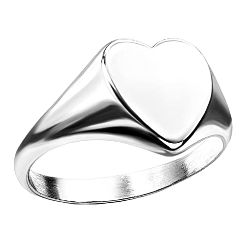 Mianova Damen Herz Ring Edelstahl Herzform Damenring Siegelring Fingerring Modern Breit Silber Größe 48 (15.3) von Mianova