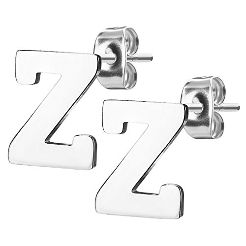 Mianova Damen Kinder Ohrstecker Ohrringe Stecker mit Buchstaben Alphabet Edelstahl Silber Buchstabe Z von Mianova