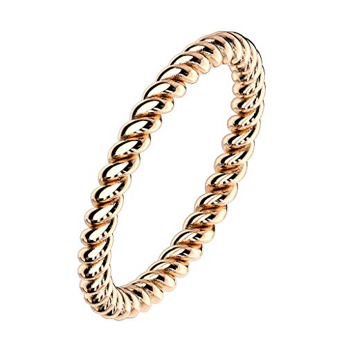 Mianova Damen Ring Edelstahl Schmaler Geflochtener Bandring Damenring Trauring Fingerring Rosegold Größe 52 (16.6) von Mianova